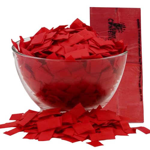 Image of Ultimate Confetti, Red Biodegradable Confetti - Rectangular Fluttering Tissue Paper Confetti for Cannon and Launcher use - Best for Birthday, Wedding, live Events and Table Decoration - 1 lb, 16 oz