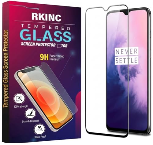 Image of RKINC Tempered Glass for OnePlus 7 and OnePlus 6T (6.41 Inch) Military Grade Gorilla Screen Guard Protector | With Installation Kit | Edge to Edge Coverage | Black