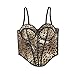 VEENDEO Women's Vintage Strap Party Leopard Print Bustier Corset Top Crop Top Bra Club Party Vest with Detachable Straps