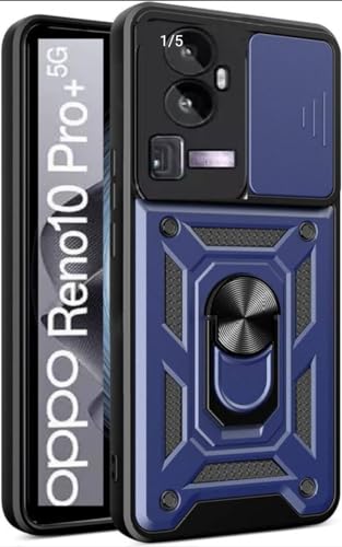 Image of Hard Camera Slider CASE Compatible with Oppo Reno 10 PRO + 5G Kickstand in-Built Blue