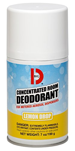 Big D 451 Concentrated Room Deodorant for Metered Aerosol Dispensers, Lemon Drop Fragrance, 7 oz. (Pack of 12) - Air freshener ideal for restrooms, offices, schools, restaurants, hotels, stores