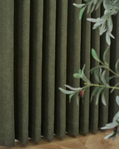 Image of Graywind Motorized Curtains with Track, 100% Blackout Smart Curtains, Hardwired Curtains Compatible with Alexa Google Home Remote Control for Large Windows, Custom Drapes Up to 220 inch, Lush (Moss)