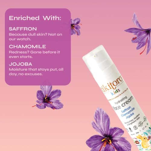 Image of Tikitoro Kids Hydrating Face Cream with Saffron, Chamomile & Jojoba Oil | Lightweight Face Moisturizer for All Skin Types | Non-Comedogenic | (Age: 4+) (50grams x 1)
