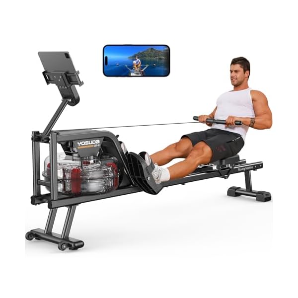 YOSUDA Magnetic/Water Rowing Machine 350 LB Weight Capacity – Foldable Rower for Home Use with Bluetooth, App Supported, Tablet Holder and Comfortable Seat Cushion