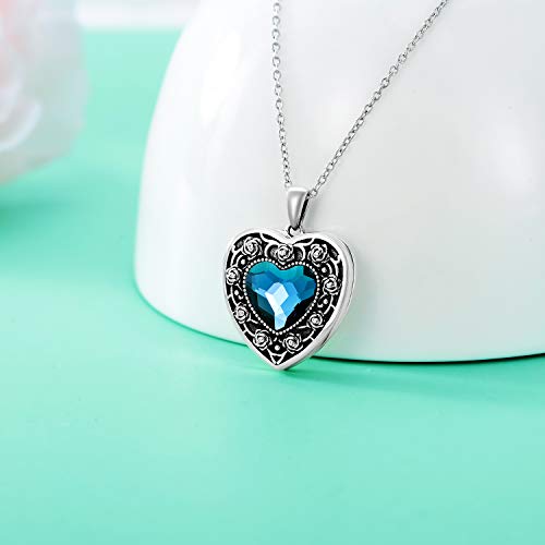 Aoboco Heart Locket Necklace That Holds Pictures Sterling Silver Flower Lockets Jewelry For Women - Always In My Heart #TOP1