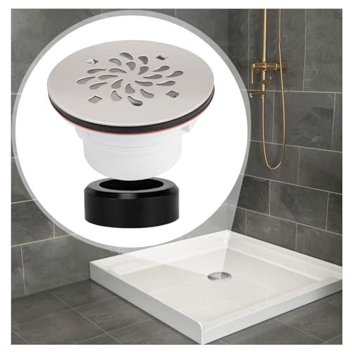 Uni-Green 4-1/4 inch Round Shower Base Drain - Solvent Weld 1.5 or 2 Inch Pipe for Shower Base&Shower Pan - 304 Stainless Steel Shower Base Drain Kit - Polish Strainer for Bathroom