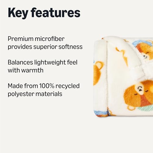 Image of Amazon Basics Kids Fleece Blanket, Ultra-Soft Lightweight Throw for Children, Premium for Warmth, 50 x 60 Inches, Woodland Bears
