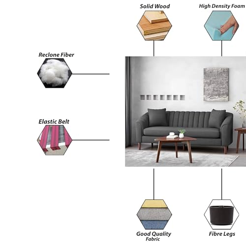 Image of Doraldo 3 Seater Sofa Set for Living Room (Dark Grey) Premium Fabric Sofa