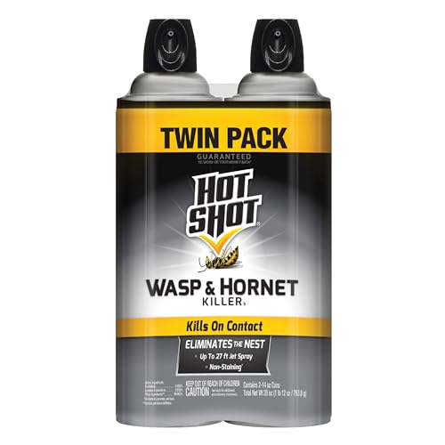 Hot Shot Wasp and Hornet Killer Aerosol, Up to 27-Foot Jet Spray, 14 Ounces, 2 Pack
