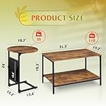WLIVE Coffee Table, 31.3" and 18.7" Small Coffee Tables for Living Room, Modern Center Table and Side Table Set with Storage Side Pouch for Bedroom, Apartment, Rustic Brown - Image 3