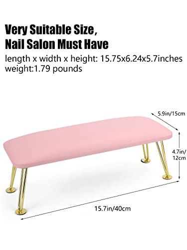 Nail Arm Rest For Acrylic Nails, Microfiber Leather Nail Hand Rest Cushion For Nails, Soft Hand Pillow Footstool With 4 Stainless Steel Stands Thick Sponge Nail Pillow For Nail Tech Use (Pink) #TOP3