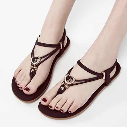 Image of Alicegana Women's Summer Sandals Bohemian Beaded Ankle Walking Strap Casual Flip Flops Ladies Sexy Flats Comfortable Shoes
