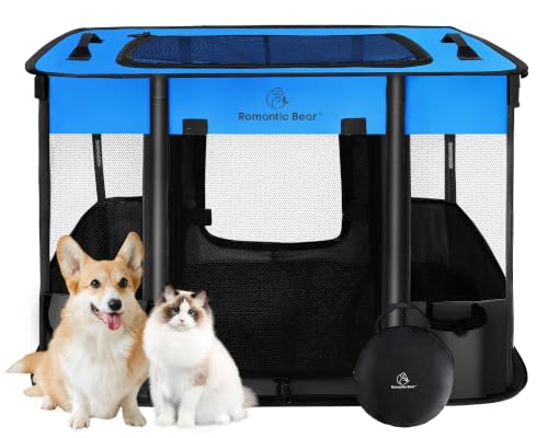 Image of Dog Playpen,Pet Playpen,Foldable Puppy Cat Playpen, Portable Exercise Kennel Tent Crate,Water-Resistant Breathable Shade Cover,Indoor Outdoor Travel Camping Use for Small Animals with Carrying Case(M)