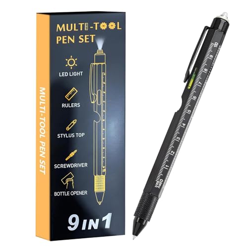 Bolígrafo multifunción 9 en 1 con nivel y luz LED, el regalo práctico para hombres