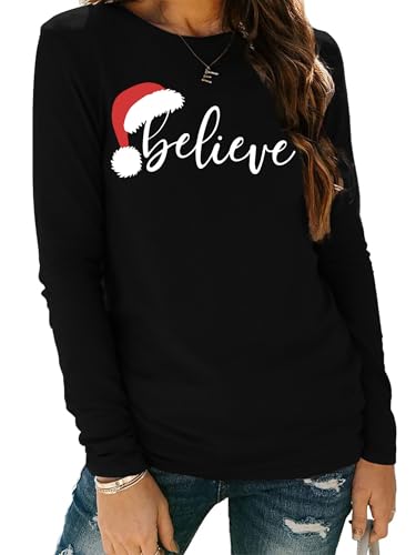 Merry Christmas Shirts for Women Christmas Long Sleeve Plaid Xmas Trees Graphic Shirt Christmas Blouse Tee Tops3