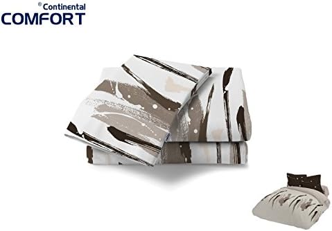 Continental Comfort Egyptian Cotton.Egyptian Made, Flat Bed Sheet, 122" W x 106.3" L, French Design (Kepler-Brown).