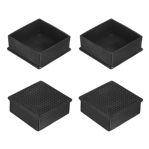 Image of M METERXITY 4-Pack Square Chair Leg Caps, 3.15 inch (80mm) PVC Chair Leg Floor Protectors for Chairs /Table /Bed, Furniture Feet Covers Cups Non-Slip End Tips