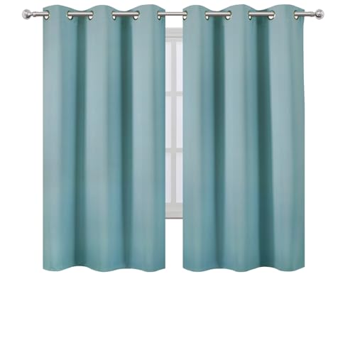 Image of LEMOMO Blackout Curtains 42 x 63 inch /Stone Blue Curtains Set of 2 Panels /Thermal Insulated Room Darkening Bedroom Curtains