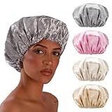 Smilco Reusable Shower Caps 4-Pack - EVA Double-Layer Waterproof for Women, 12.6 Inch Large Hair Protector