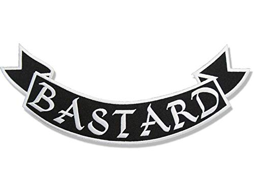 大きな刺繍アイロンワッペン【BASTARD・嫌な奴】リボン…
