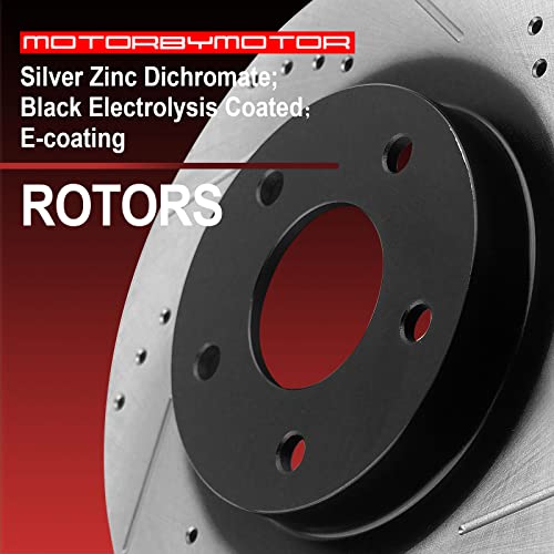 MotorbyMotor 319mm Front Brake Kit, Drilled & Slotted Disc Brake Rotors and Ceramic Brake Pads for 2005-2021 Toyota Tacoma, 2003-2009 4Runner, 2007-2014 Fj Cruiser 31327, 12044129 by MotorbyMotor - Image 8
