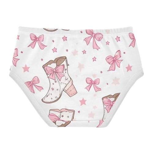 Wusikd Cowgirl Boots Stars Girls' Underwear Cotton Pink Bow Girls Briefs Soft Toddler Underwear 2T2
