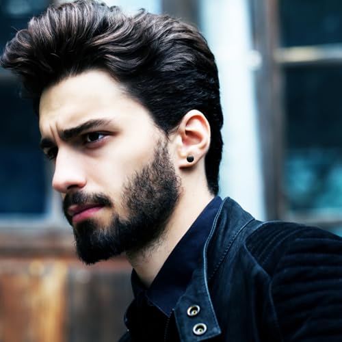 6 Paar ohrstecker schwarz Set 3/4/5/6/7/8mm ohrringe herren Dot Ohrstecker männer aus Edelstahl Unisex Ohrstecker Runde Ohr-Schmuck für Herren Damen (Schwarz flach)