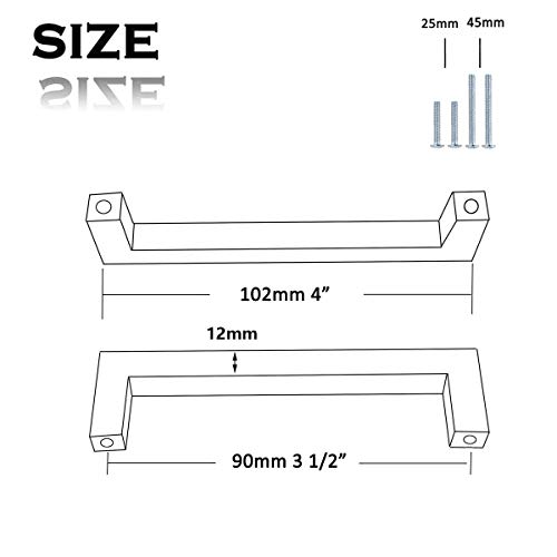 (6 Pcs) Brushed Brass Drawer Handles Square T Bar,Gold Cabinet Pulls And Handles,Hole Centers:3-1/2 Inch, Diameter:12Mm/0.5 Inch #TOP4