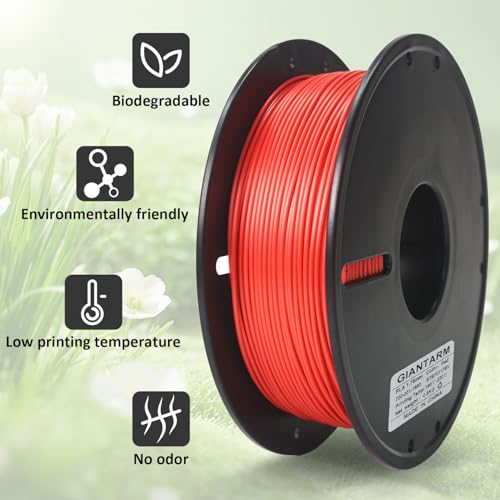 Image of GIANTARM 3D Printer Filament, 0.5kg Red PLA Filament, 1.75mm Dimension Accuracy + /- 0.03mm, 3D Printing Filament