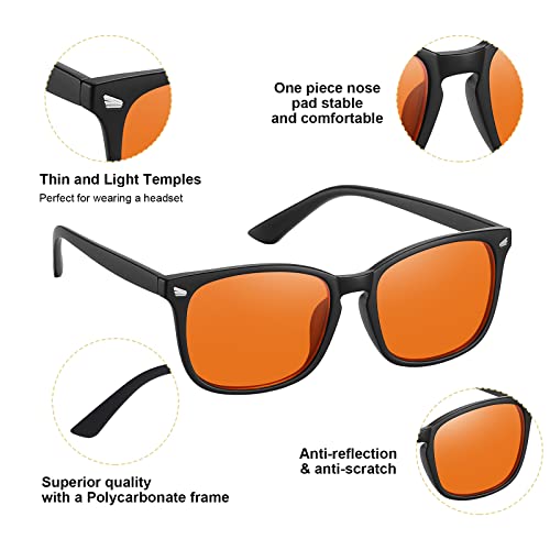 Blue Light Blocking Gaming Glasses ESports Computer Gamer Glasses Powerful Professional Screen Filter, Anti Glare Fatigue and Eyestrain UV400 Glasses for Women Men (Video Games, Console, TV, PC)