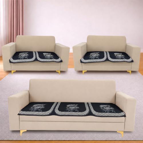 Image of Homerz 'Brooklyn Series' Premium Sofa Cover | Quilted Floral Design | Non-Slip Washable Sofa Protector | Soft Anti Slip Fabric (Ny Grey, 7 (3+2+2) Seater, Only Seat Cover)
