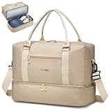 COSCOOA Travel Duffel Bag for Spirit Frontier Airlines Personal Item Bag 18x14x8 with Shoe Compartment Tote Carry on Luggage 32L Weekender Overnight for Women Men Beige