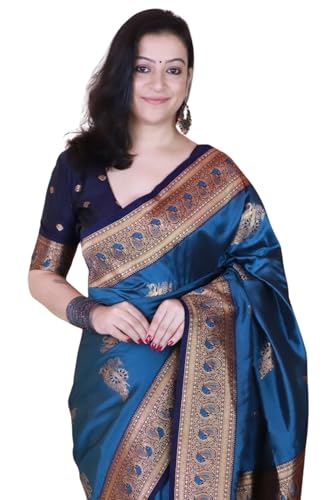 Image of SGF11 Women's Kanjivaram Pure Soft Silk Saree With Blouse Piece
