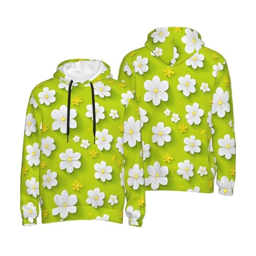 Hoodies For Men - Bright White Flower Print Long Sleeve Casual Men'S Hoodies & Sweatshirts Pullover With Pocket4