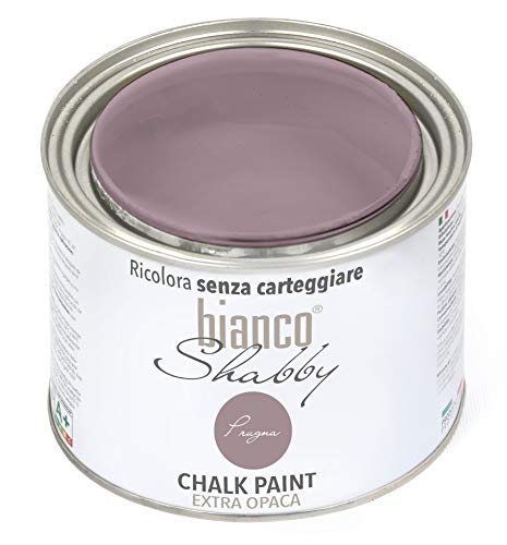 bianco Shabby® Chalk Paint Prugna Peinture à la craie pour meubles et murs, effet vintage, shabby chic, extra mat (0,5 Litres)