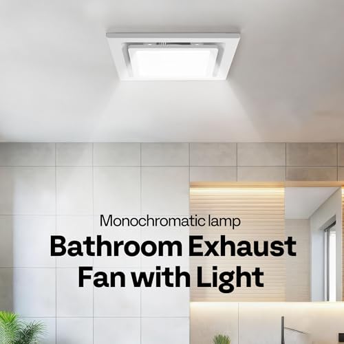 VIVOHOME Bathroom Exhaust Fan with Light, 165CFM Shower Ventilation Exhaust Fan with 6500K LED Light Combo,Ceiling Mount w/ 4" Duct Hose 1.5 Sones Square Fan, Cool White Light by VIVOHOME - Image 2