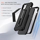 ORETECH for iPhone 14 Case, and [2 Pack 9H Anti-Scratch Tempered Glass Screen Protector] [Built-in Kickstand] Military Grade Shockproof Ultra Thin Silicone Bumper PC Hybrid Cover - Black - Image 6