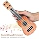 Kisangel Kinder-Ukulele-Spielzeug Kunststoff-Gitarre Musikinstrument Spielzeug Mini-Ukulele-Instrumente Für Anfänger Lernspielzeug Hellbraun