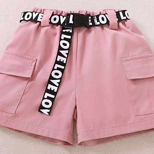 Camisetas e shorts sólidos de verão para meninas, 2 peças, roupas para meninas (vermelho, 18 a 24 me