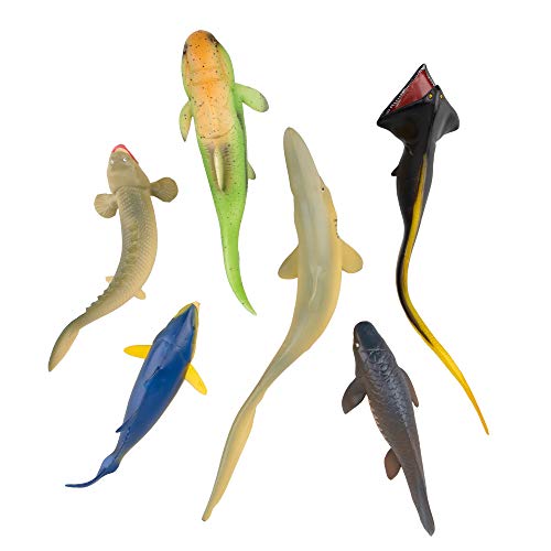 Toymany 8Pcs Plastic Sea Animal Figures Ocean Animals Figurines Bath Toy With Dunkleosteus Shark Goblin Shark Pelican Eel Fish Figures Baby Shower Cake Toppers Birthday Gift For Kids #TOP1