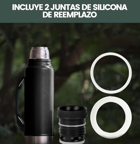 Miniatura 6 de Tapón Cebador De Repuesto Para Termo, Tapón Térmico Para Botella Stanley Clásica Compatible Con 473 Ml, 750 Ml, 1l, 1.4l, 1.9l , Incluye Set De Juntas De Silicona Negro