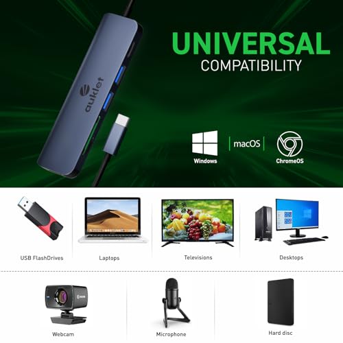 Image of USB C Hub Docking Station, 6-in-1 Aluminium USB C Hub,4K HDMI@30HZ,100 W Power Delivery,SD /TF Card Reader, Compatibile with iOS, Windows and Linux