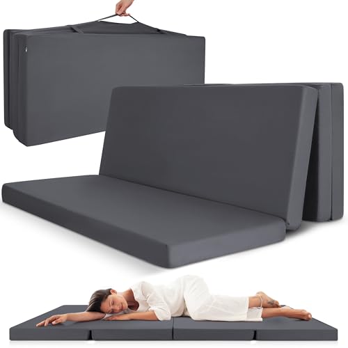 Beautissu Colchón Plegable 120x195cm Funda de Microfibra – Cuna de Viaje Ahorra Espacio Colchoneta 7cm Grosor – Colchones Antracita para Invitados Furgoneta Camper con Asa y Cierre Velcro – Campix