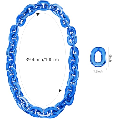 2 Pcs Jumbo Plastic Chain Necklace Hip Hop Rapper Big Fake Necklace for Men Halloween Costume Accessory, 39.4 Inch/100cm2