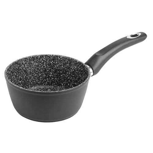 Sitram 711705 Casserole Gamme Granité Ø16 cm en aluminium forgé noir - Revêtement intérieur effet pierre anti-adhérent sans PFOA - tous feux dont...