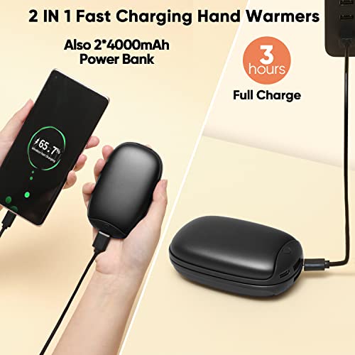 2 Pack Hand Warmer Rechargeable, Magnetic Twins Electric Hand Warmer, Reusable Type-C USB Handwarmer, Portable Hand Warmer 8000mAh, Great for Outdoor Sports, Hunting, Camping, Golf, Warm Gifts