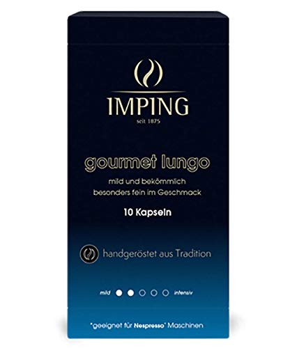 Gourmet Lungo Kapseln - 100 milde Kaffeekapseln für Nespresso® - 10 x 10er Pack - Stärke 2/5 - 100% Arabica - Feiner milder Kaffee handgeröstet aus deutscher Traditionsrösterei Cover