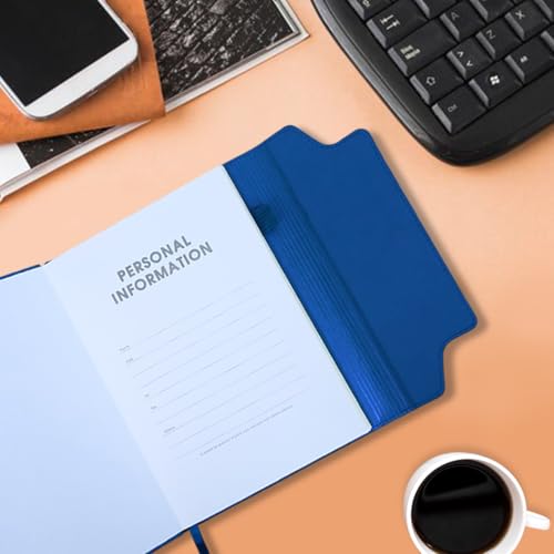 Image of Giftana Personalized Diary with Name, Customized Leather Notebook Diary with Magnetic Flip Lock, A5 Size, 192 Ruled Pages Office Diaries for Writing, New Year Corporate Gifts for Employee (Blue)