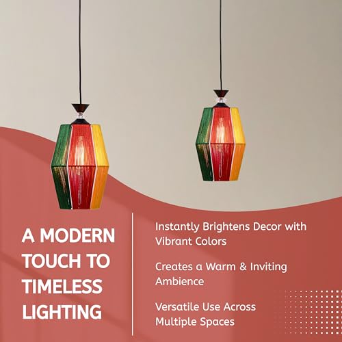 Image of Groeien Silk Weave Crystal Metal Multicolor Hanging Pendant Ceiling Lamp Fixture | Chandelier for Home, Indoor, Outdoor,Living Room, Bedroom(Bulb Included)(SilkWeave, 1)