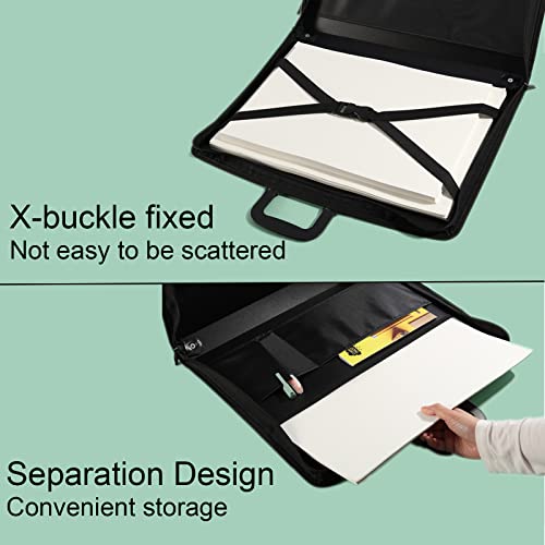 11X17 Art Portfolio Case With Zipper Leger Portfolio Folder For Artwork Pp Material Frosted Feel 11 X 17 Artist Portfolio Bag Oxford Cloth Edge Black 1 Pack #TOP2